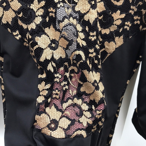 Black and Gold Lace-Paneled Party Dress - Picture 7 of 7